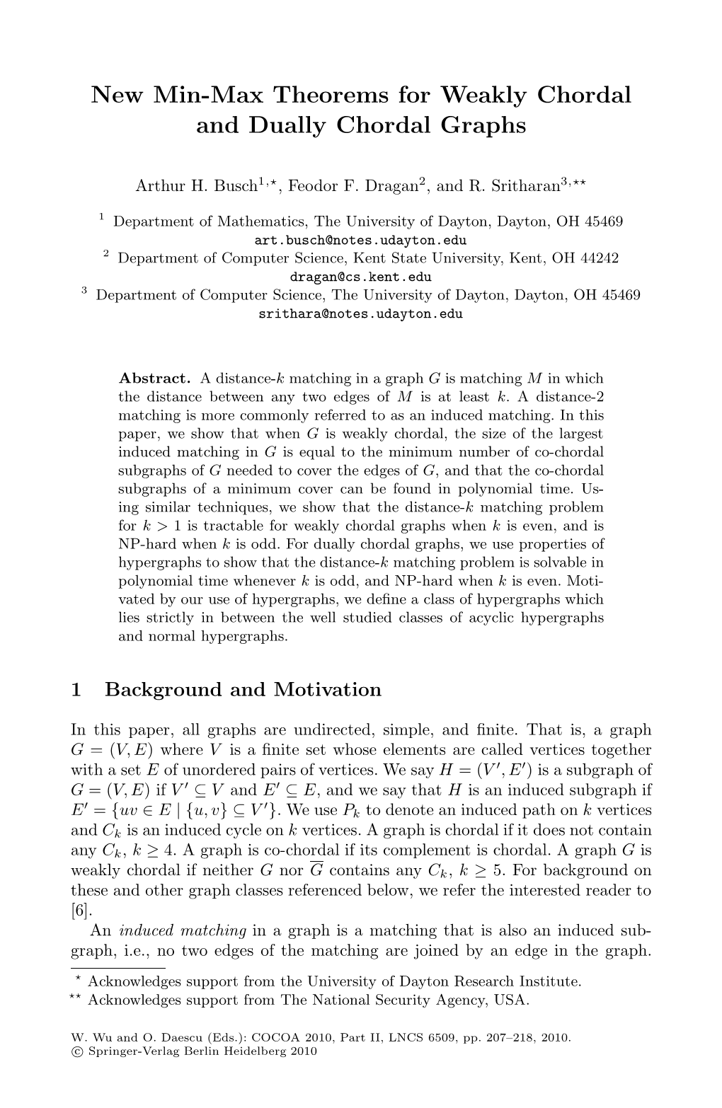 New Min-Max Theorems for Weakly Chordal and Dually Chordal Graphs