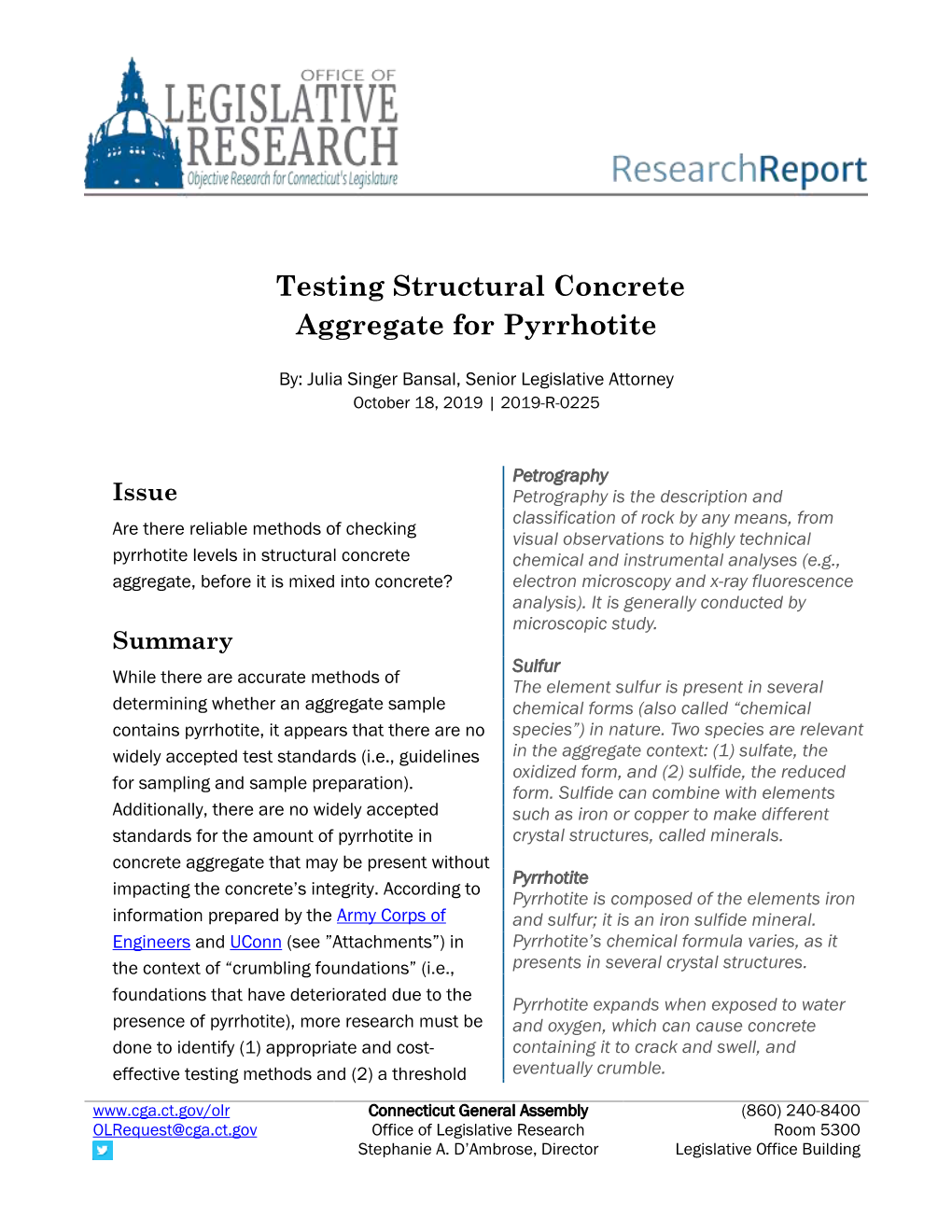 Testing Structural Concrete Aggregate for Pyrrhotite