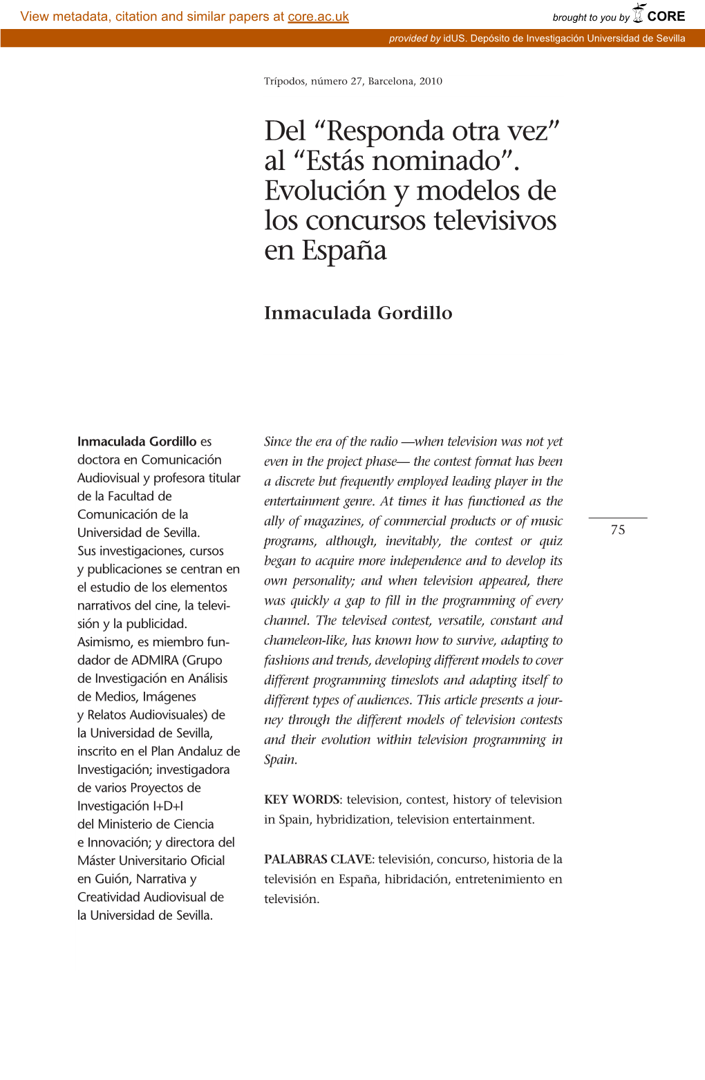 Evolución Y Modelos De Los Concursos Televisivos En España