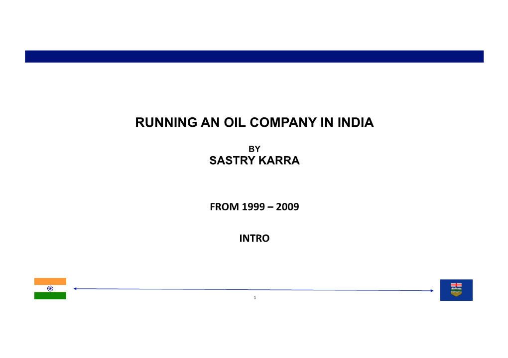 Running an Oil Company in India by Sastry Karra