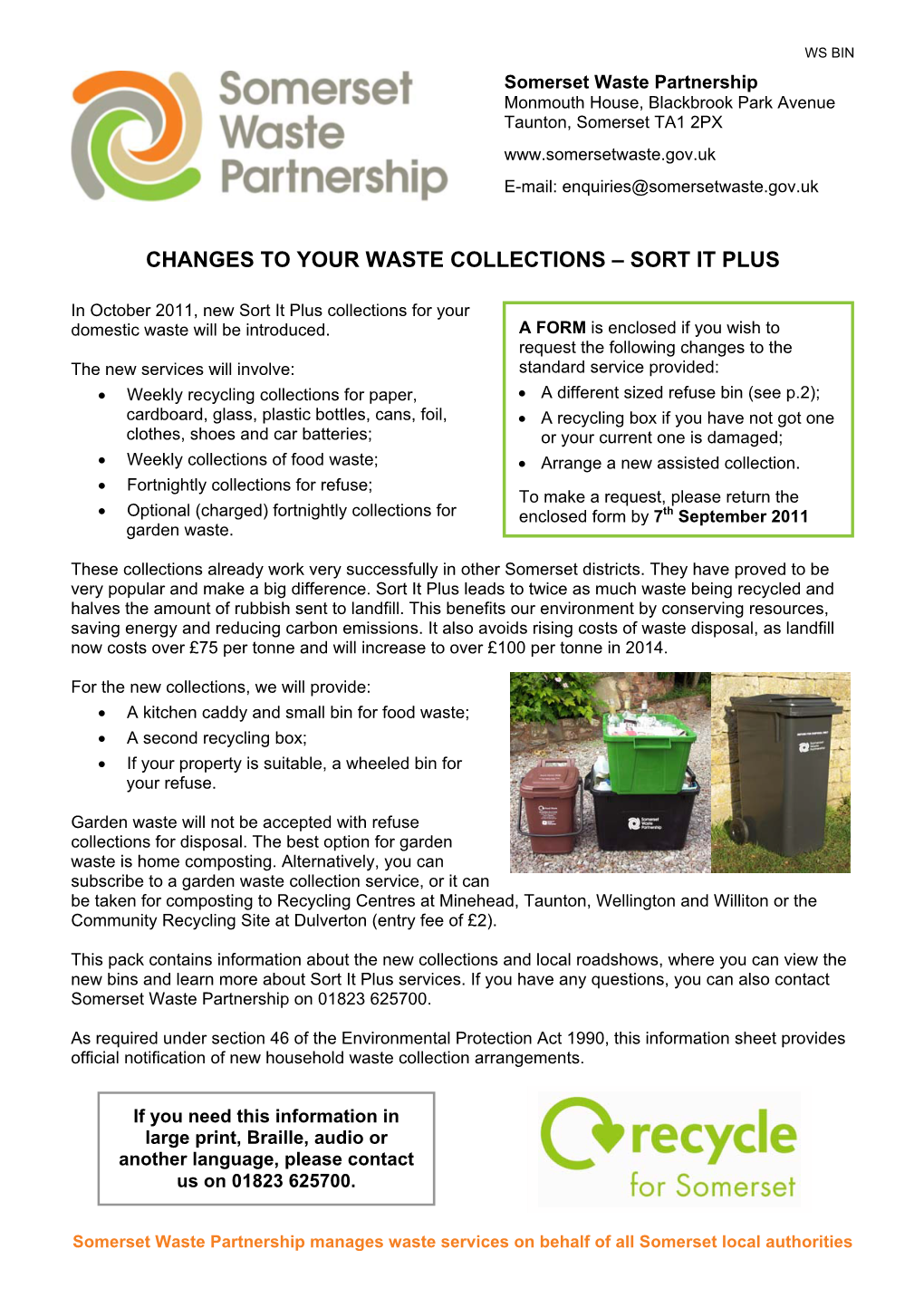 Changes to Your Waste Collections – Sort It Plus