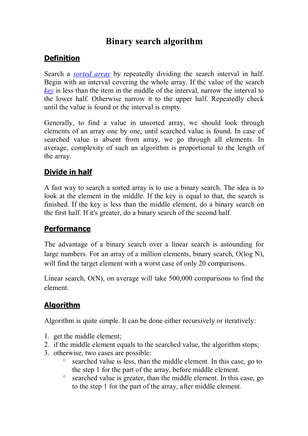 Binary Search Algorithm