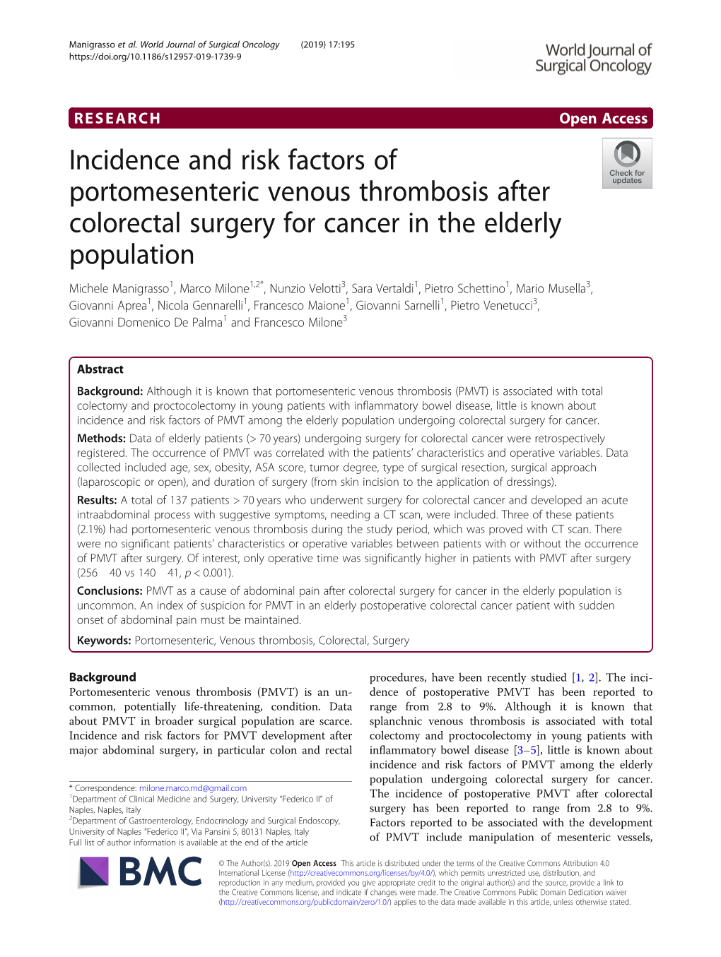 Incidence and Risk Factors of Portomesenteric Venous Thrombosis