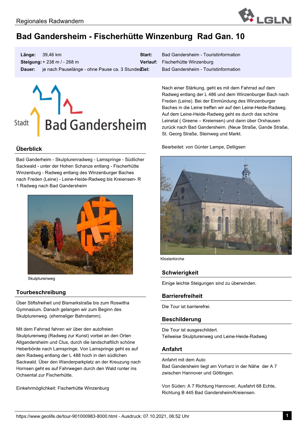 Bad Gandersheim - Fischerhütte Winzenburg Rad Gan
