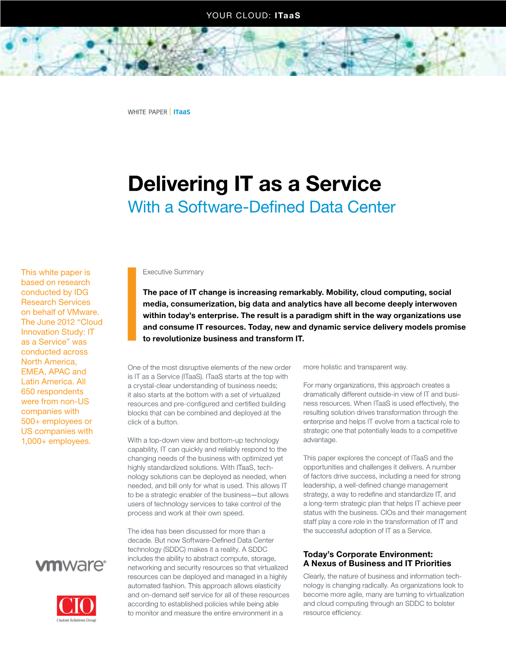 Delivering IT As a Service with a Software-Defined Data Center