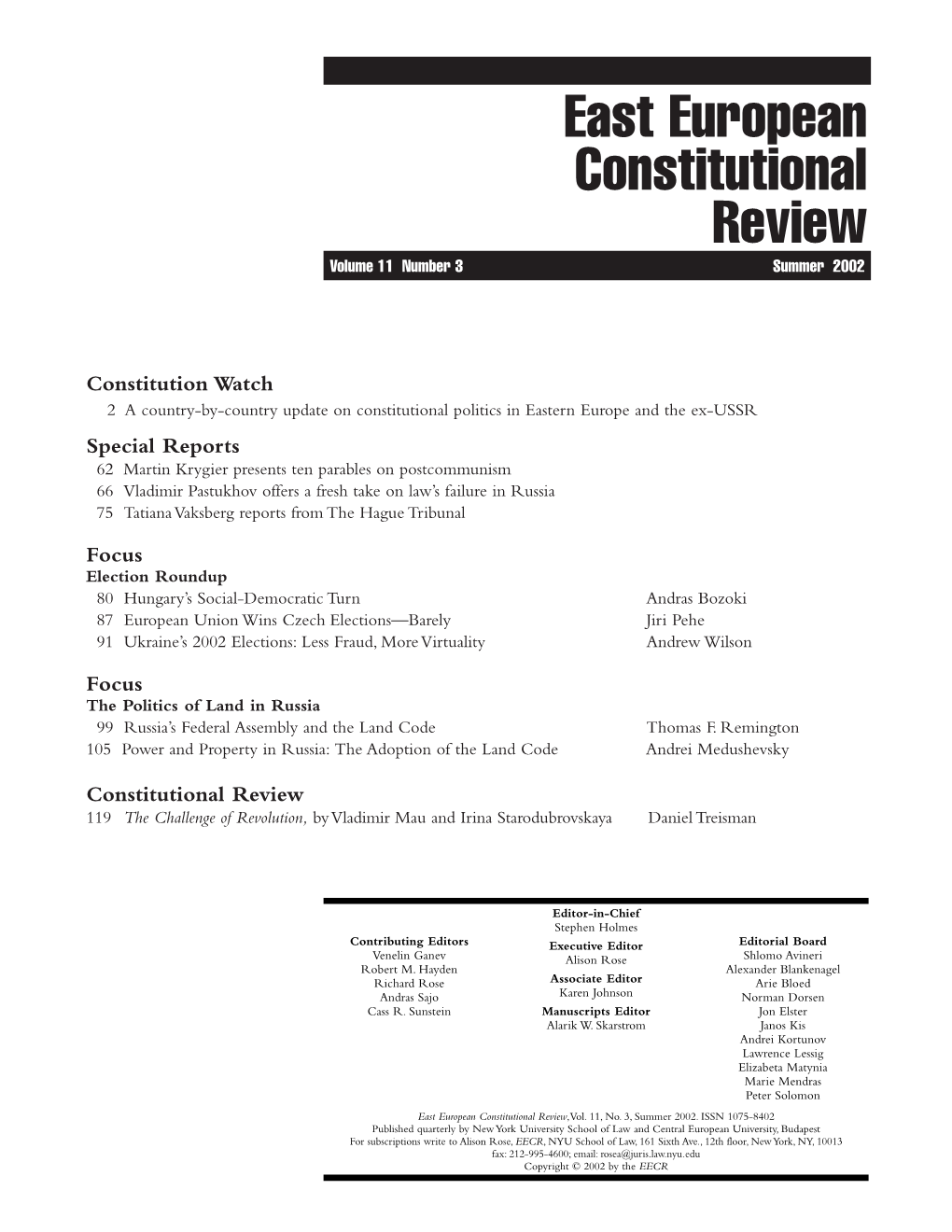 Albania Constitution Watch Summer 2002, EECR.Pdf