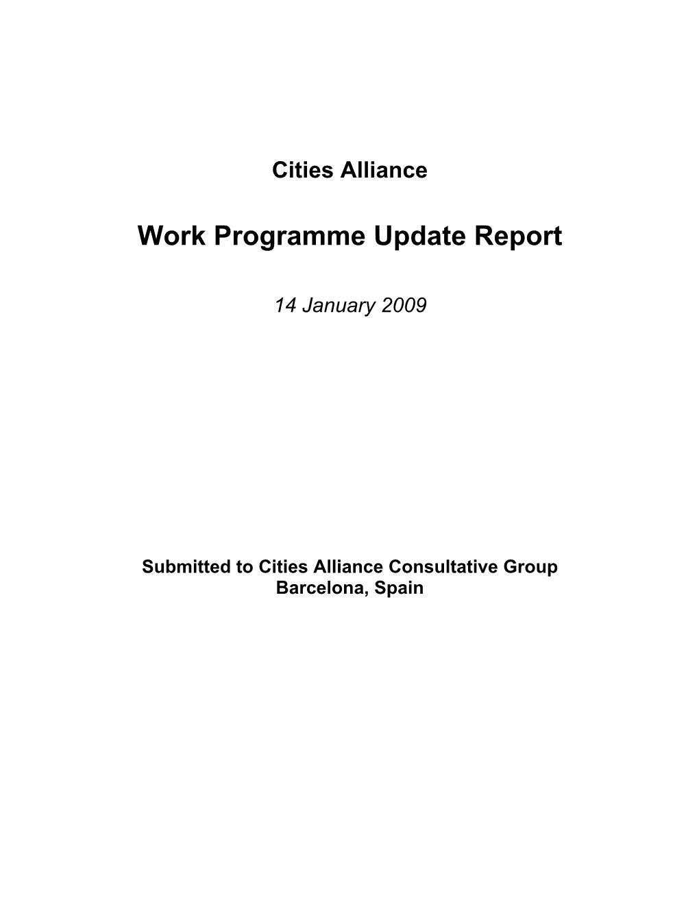 Work Programme Update Report