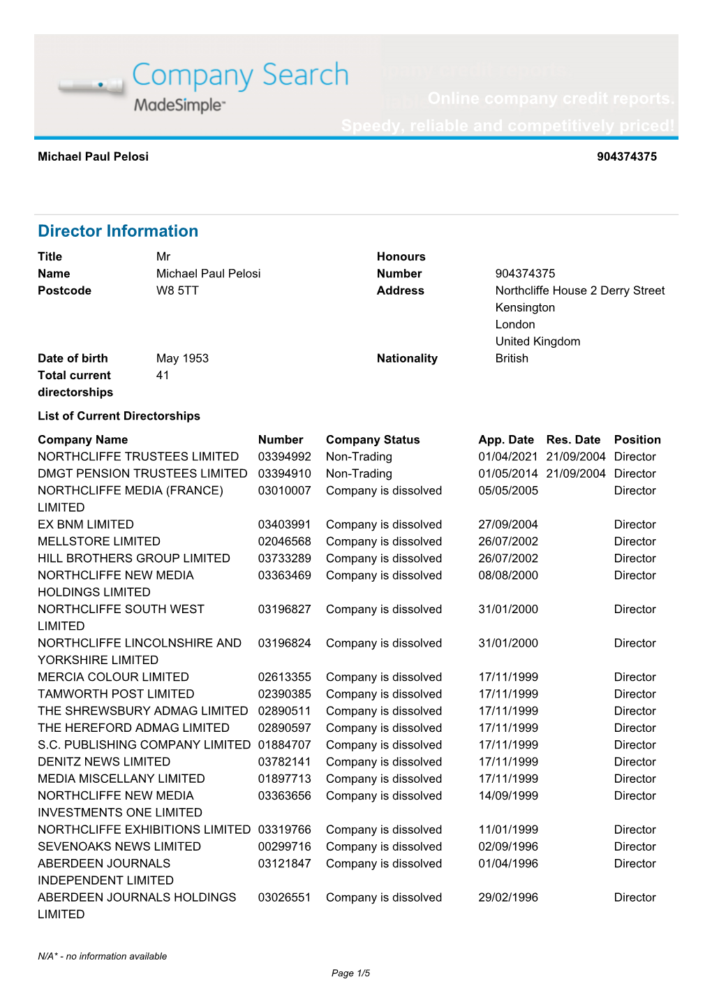 Online Company Credit Reports. Speedy, Reliable and Competitively Priced!