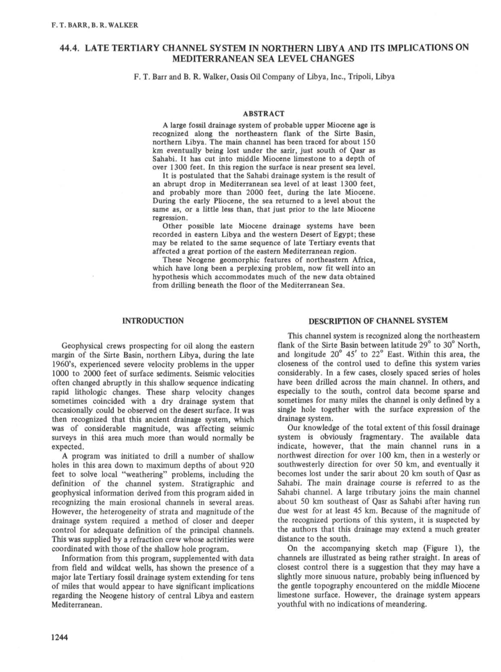 44.4. Late Tertiary Channel System in Northern Libya and Its Implications on Mediterranean Sea Level Changes