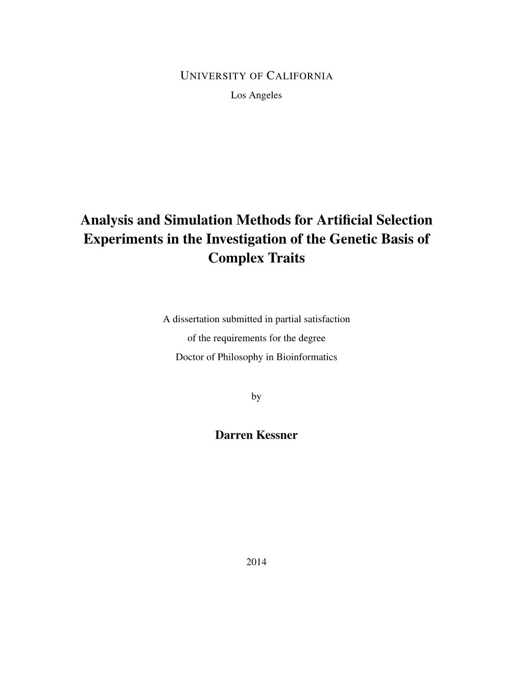 Analysis and Simulation Methods for Artificial