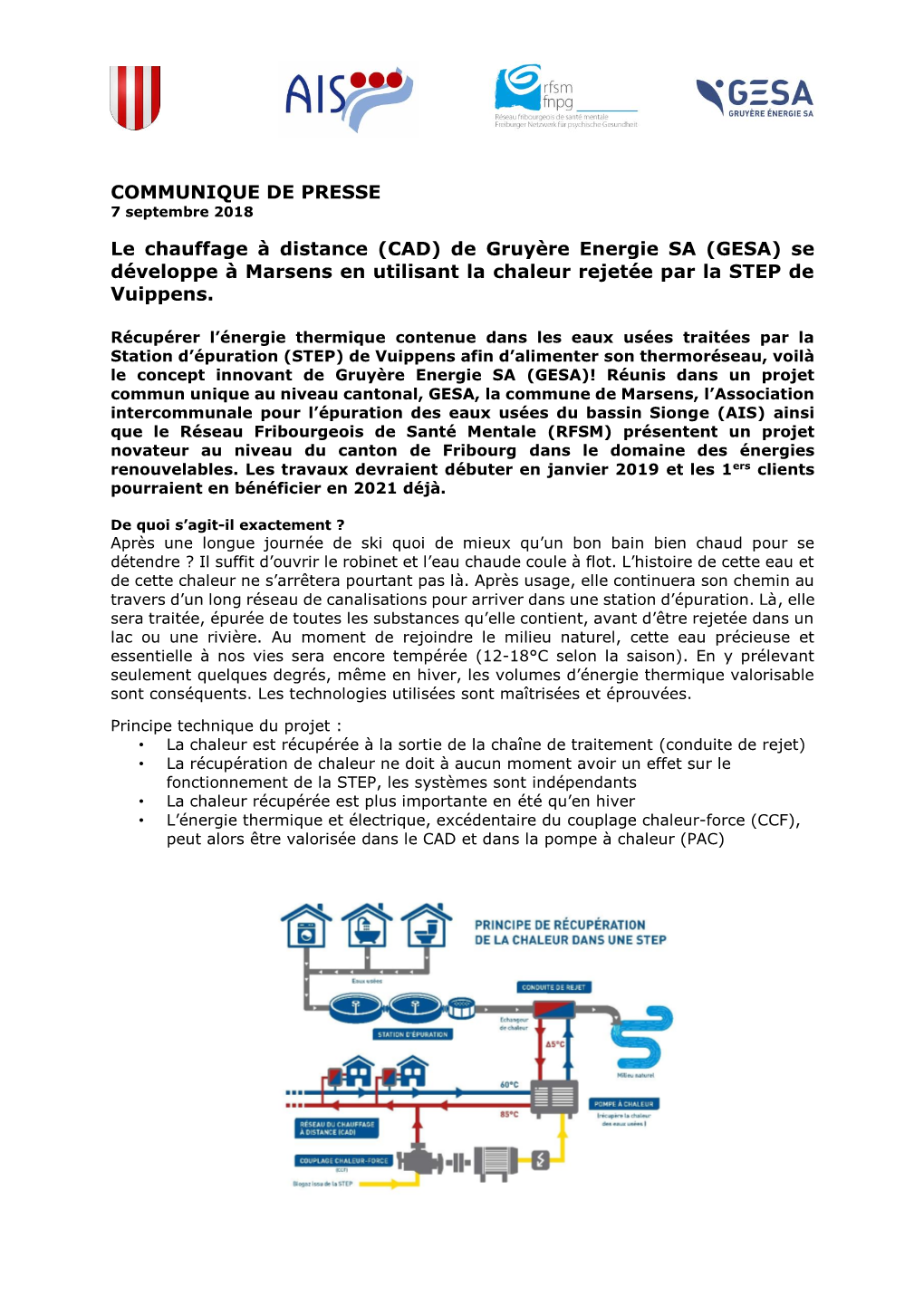 (CAD) De Gruyère Energie SA (GESA) Se Développe À Marsens En Utilisant La Chaleur Rejetée Par La STEP De Vuippens