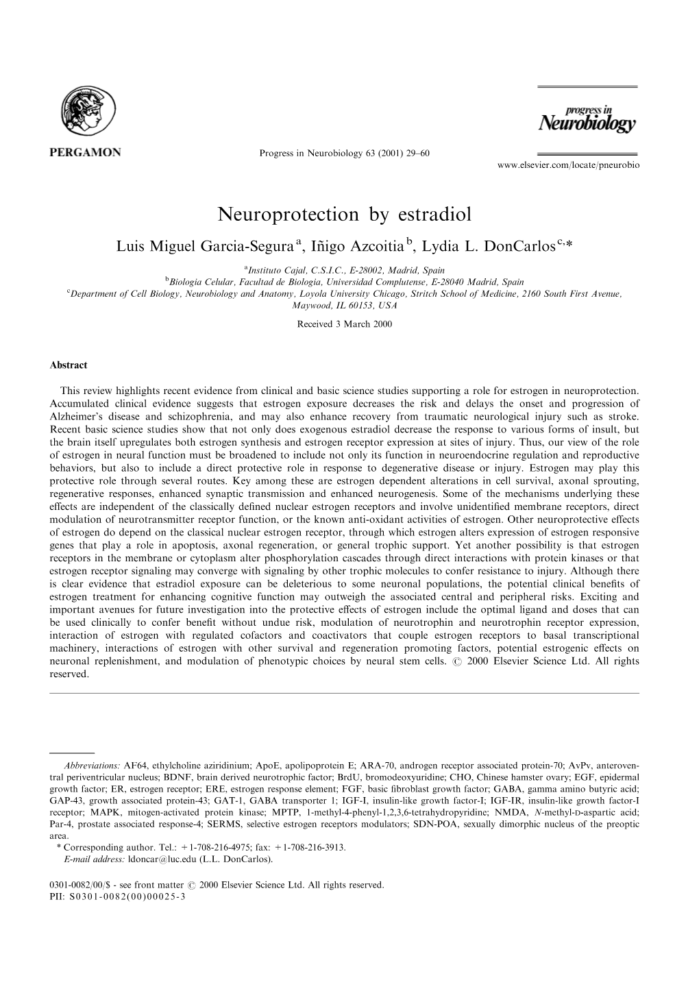 Neuroprotection by Estradiol