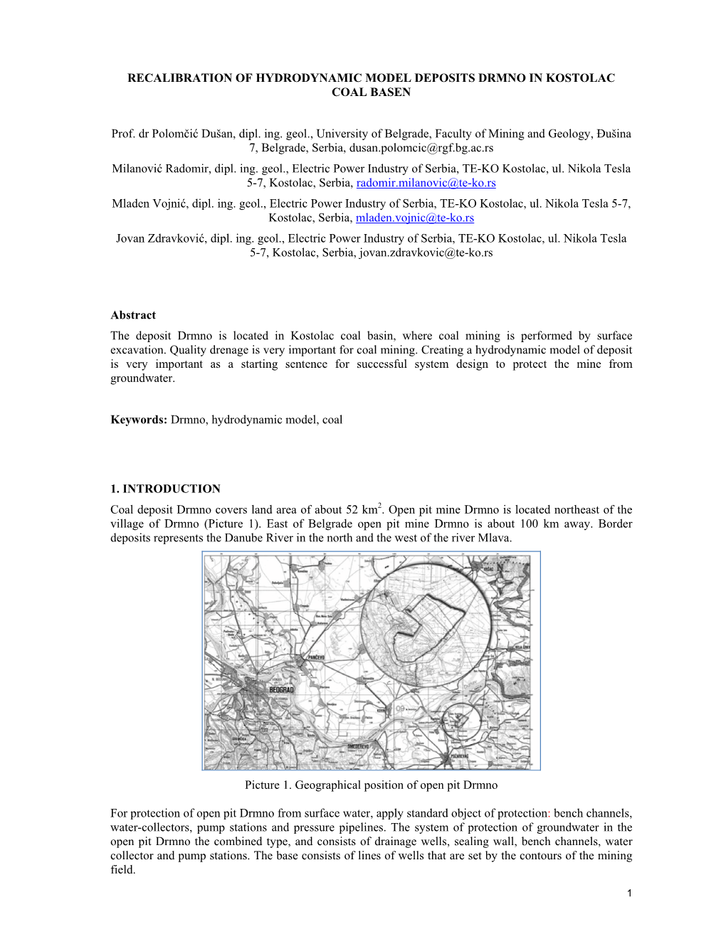 Recalibration of Hydrodynamic Model Deposits Drmno in Kostolac Coal Basen