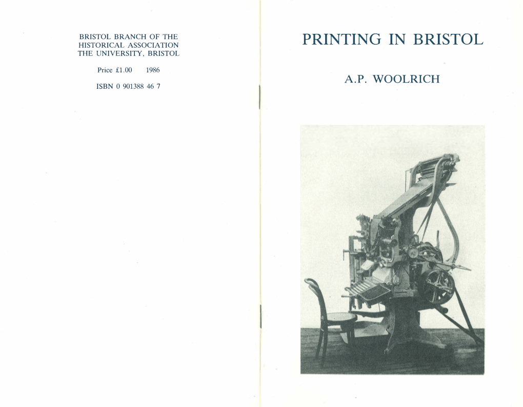 Printing in Bristol the University, Bristol