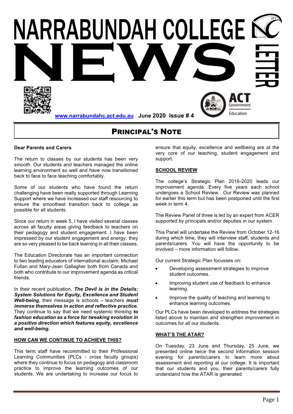 March Narrabundah College Newsletter