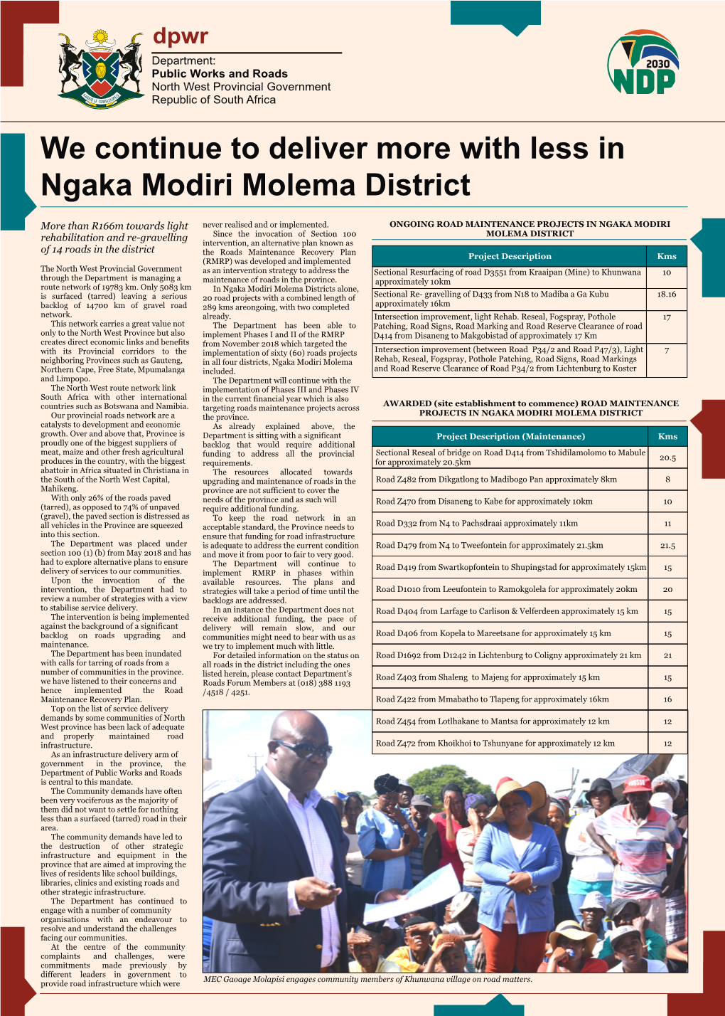 We Continue to Deliver More with Less in Ngaka Modiri Molema District