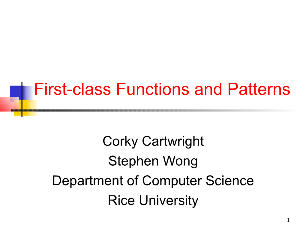 First-Class Functions and Patterns