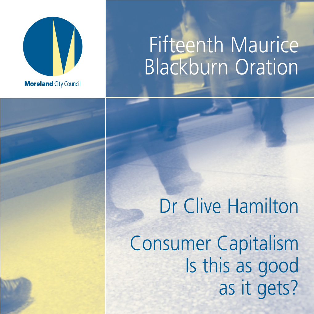 Fifteenth Maurice Blackburn Oration