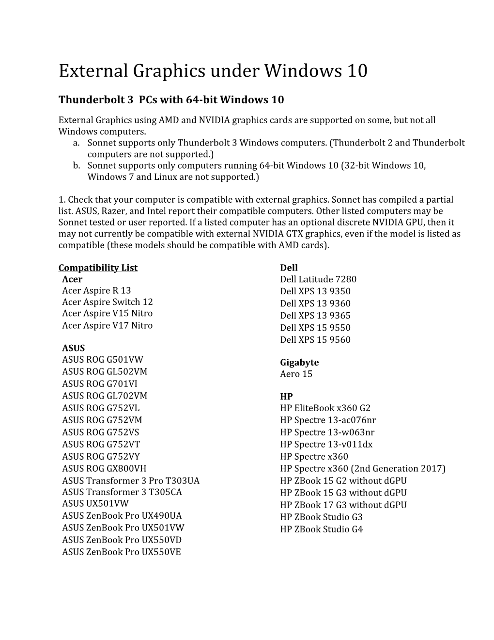 External Graphics Under Windows 10