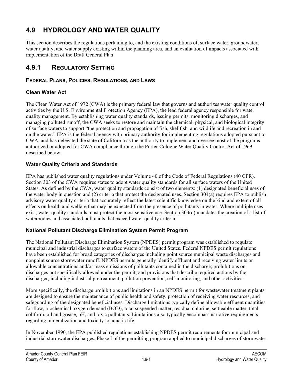 4.9 Hydrology and Water Quality