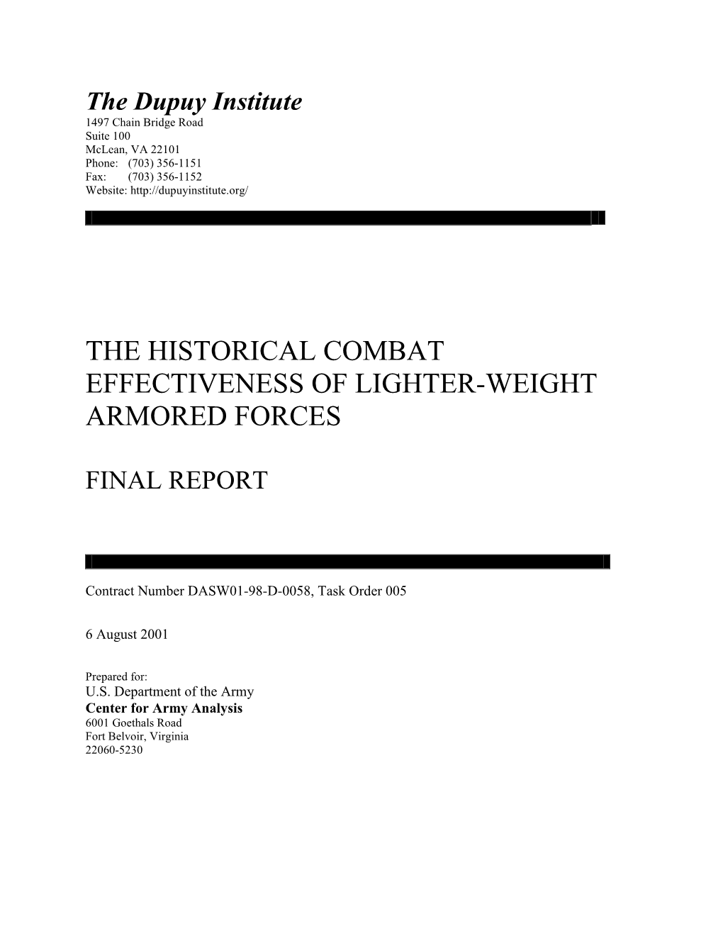 The Historical Combat Effectiveness of Lighter-Weight Armored Forces