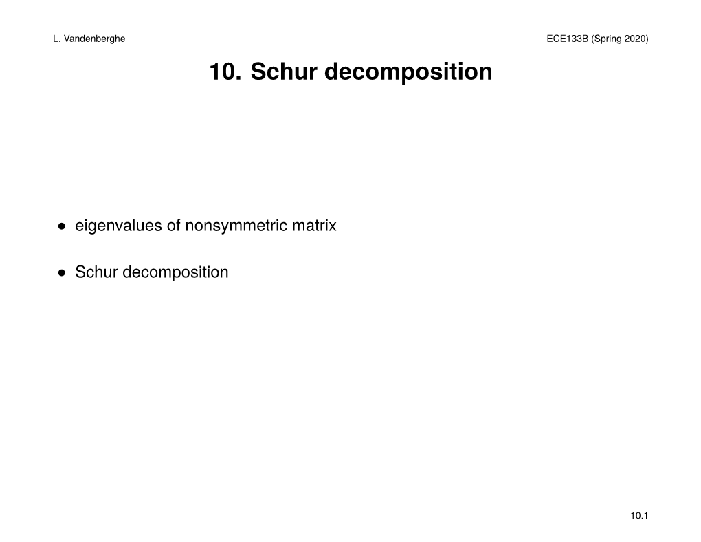 10. Schur Decomposition
