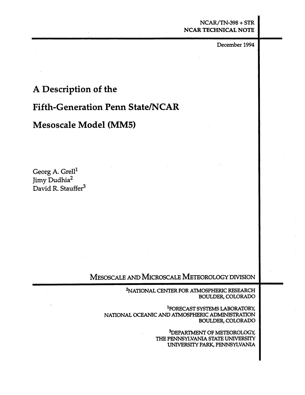 A Description of the Fifth-Generation Penn State/NCAR Mesoscale Model (MM5)