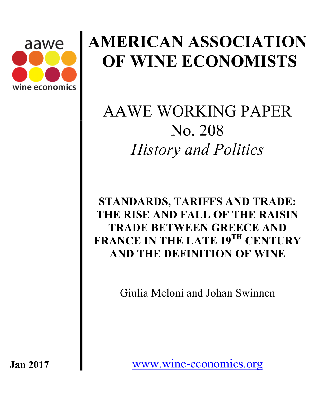 AAWE Working Paper No. 208 – History and Politics