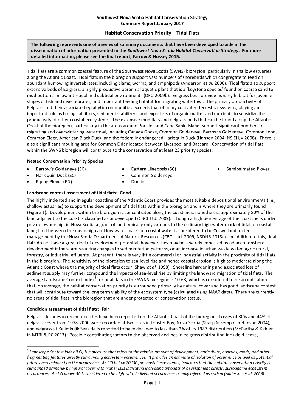 17 Habitat Conservation Priority – Tidal Flats