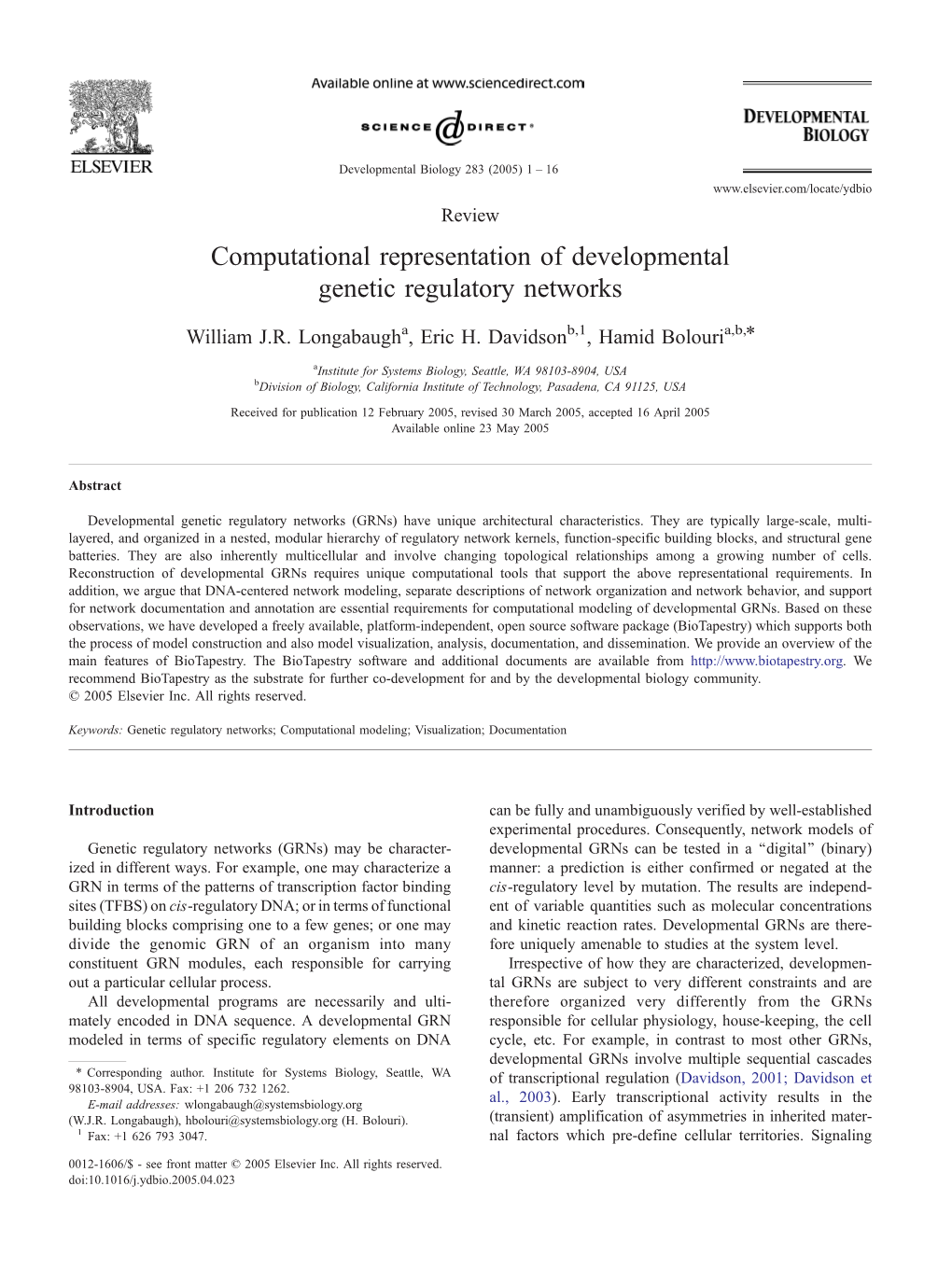 Computational Representation of Developmental Genetic Regulatory Networks