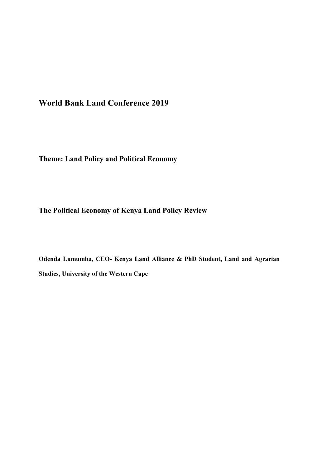 World Bank Land Conference 2019
