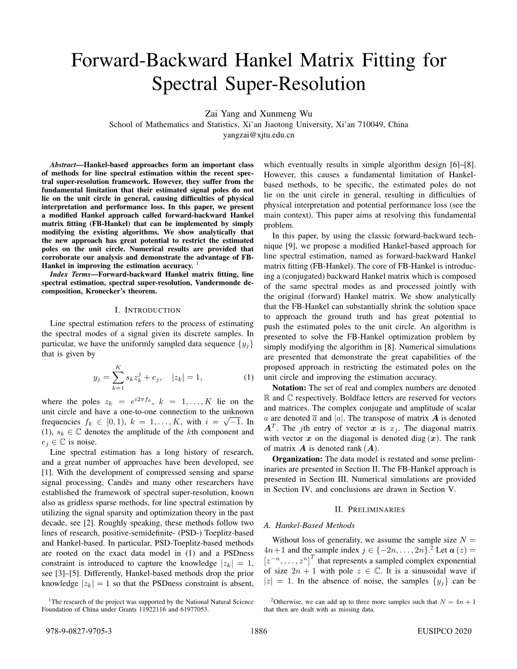 Forward-Backward Hankel Matrix Fitting for Spectral Super-Resolution