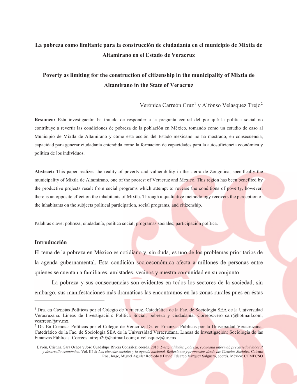 La Pobreza Como Limitante Para La Construcción De Ciudadanía En El Municipio De Mixtla De Altamirano En El Estado De Veracruz