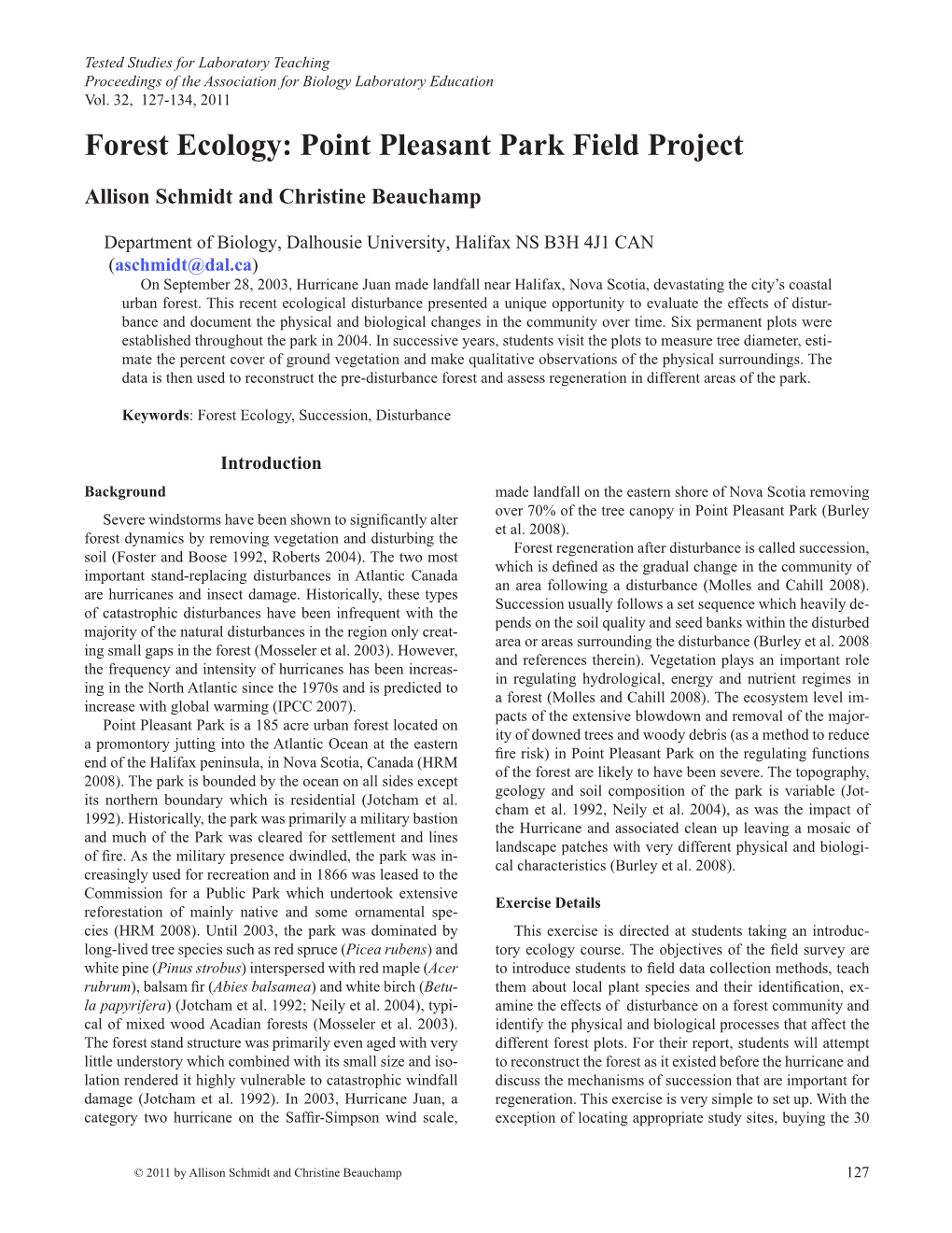 Forest Ecology: Point Pleasant Park Field Project