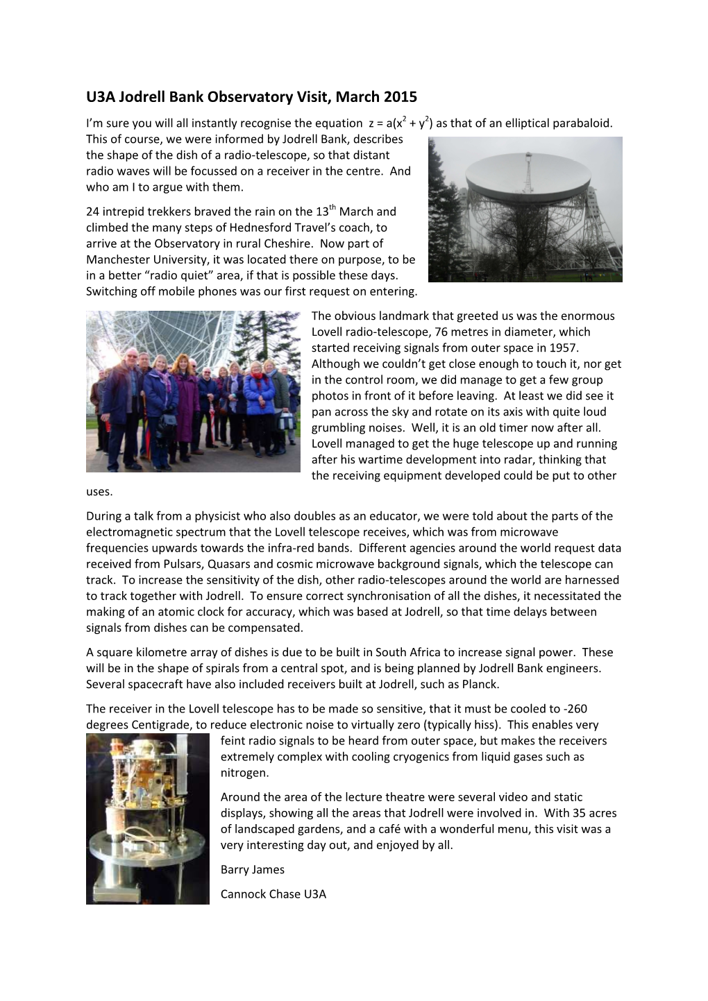 Jodrell Bank Observatoryvisitreport