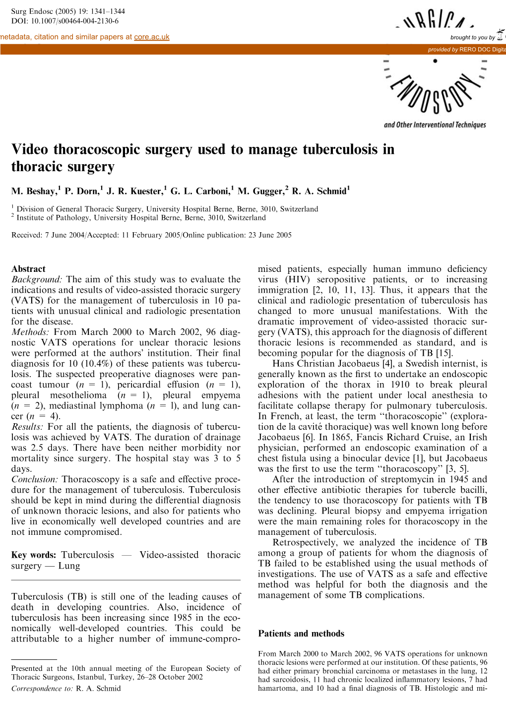 Video Thoracoscopic Surgery Used to Manage Tuberculosis in Thoracic Surgery