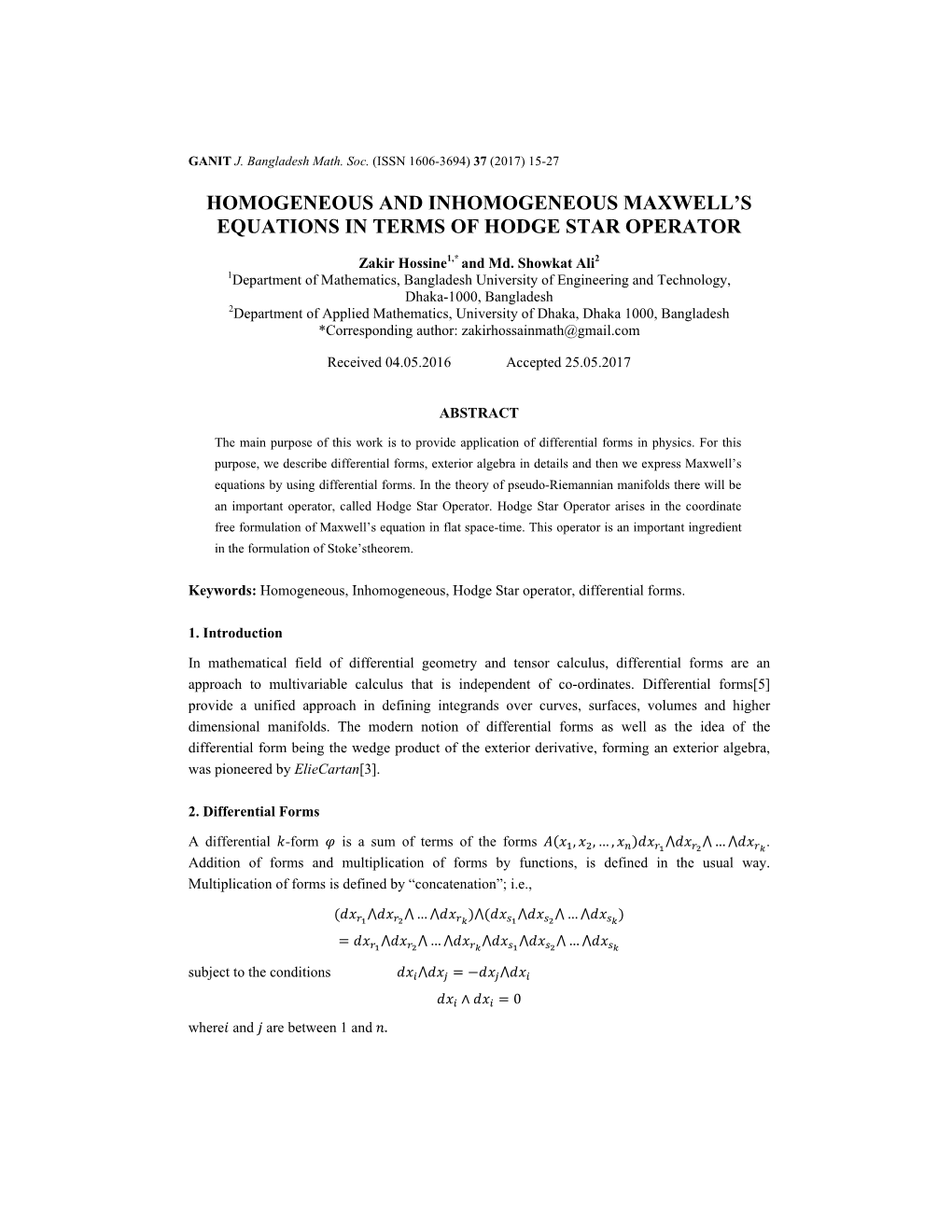 Homogeneous and Inhomogeneous Maxwell's