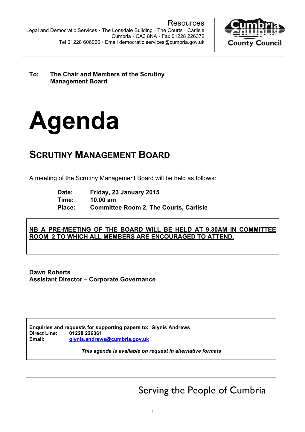 (Public Pack)Agenda Document for Scrutiny Management Board, 23/01