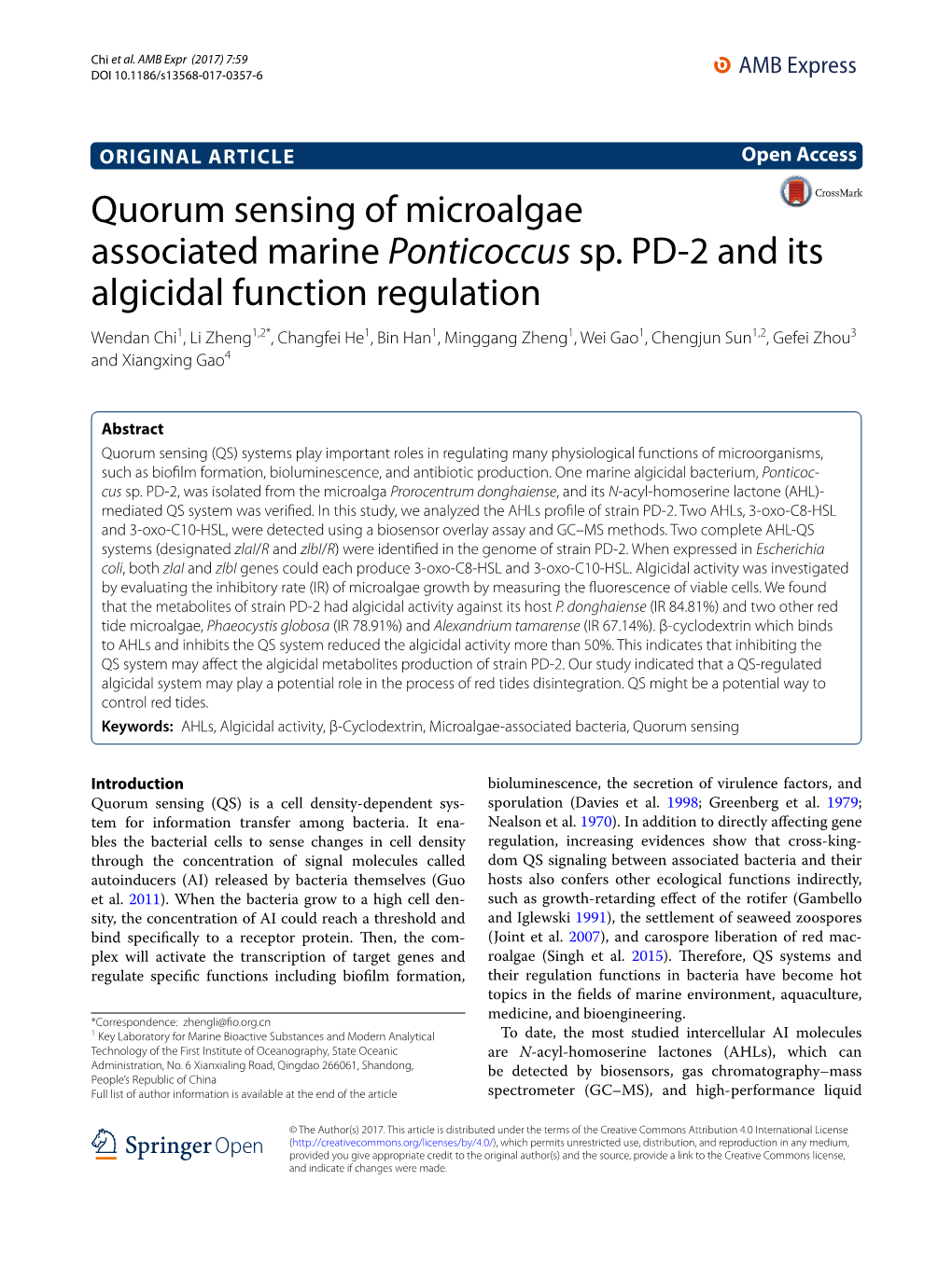 Quorum Sensing of Microalgae Associated Marine Ponticoccus Sp