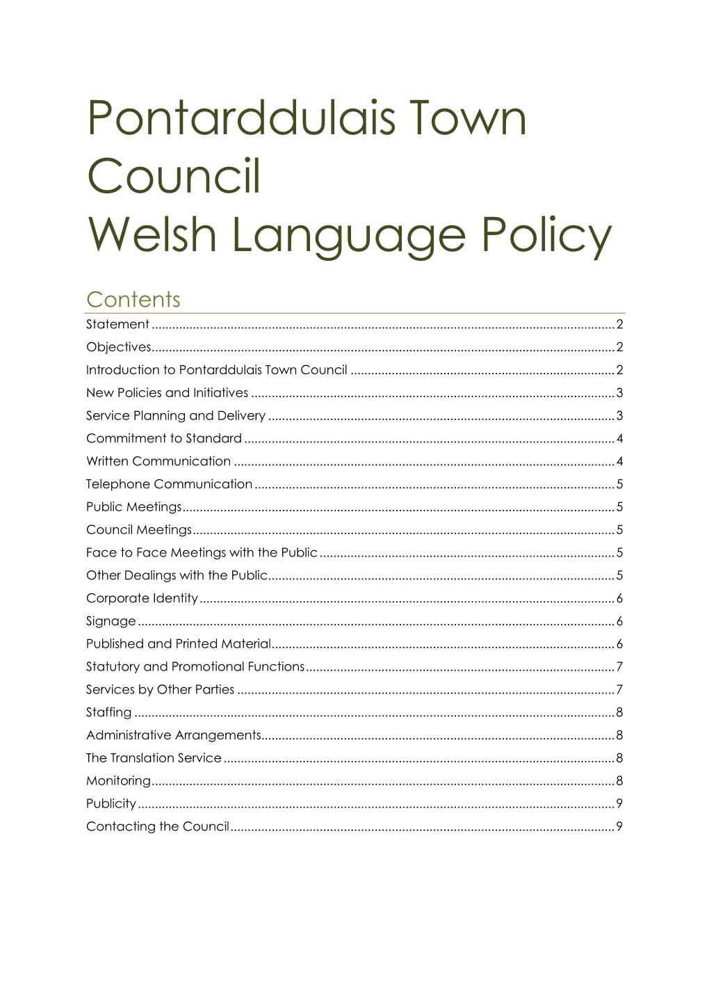 Welsh Language Policies