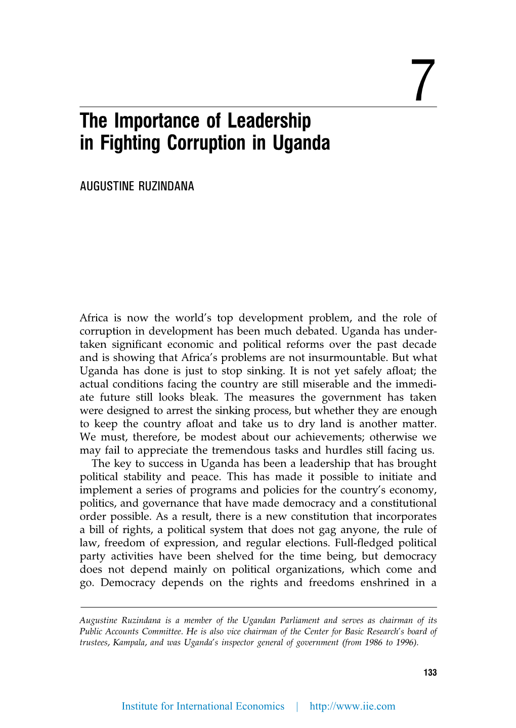 The Importance of Leadership in Fighting Corruption in Uganda