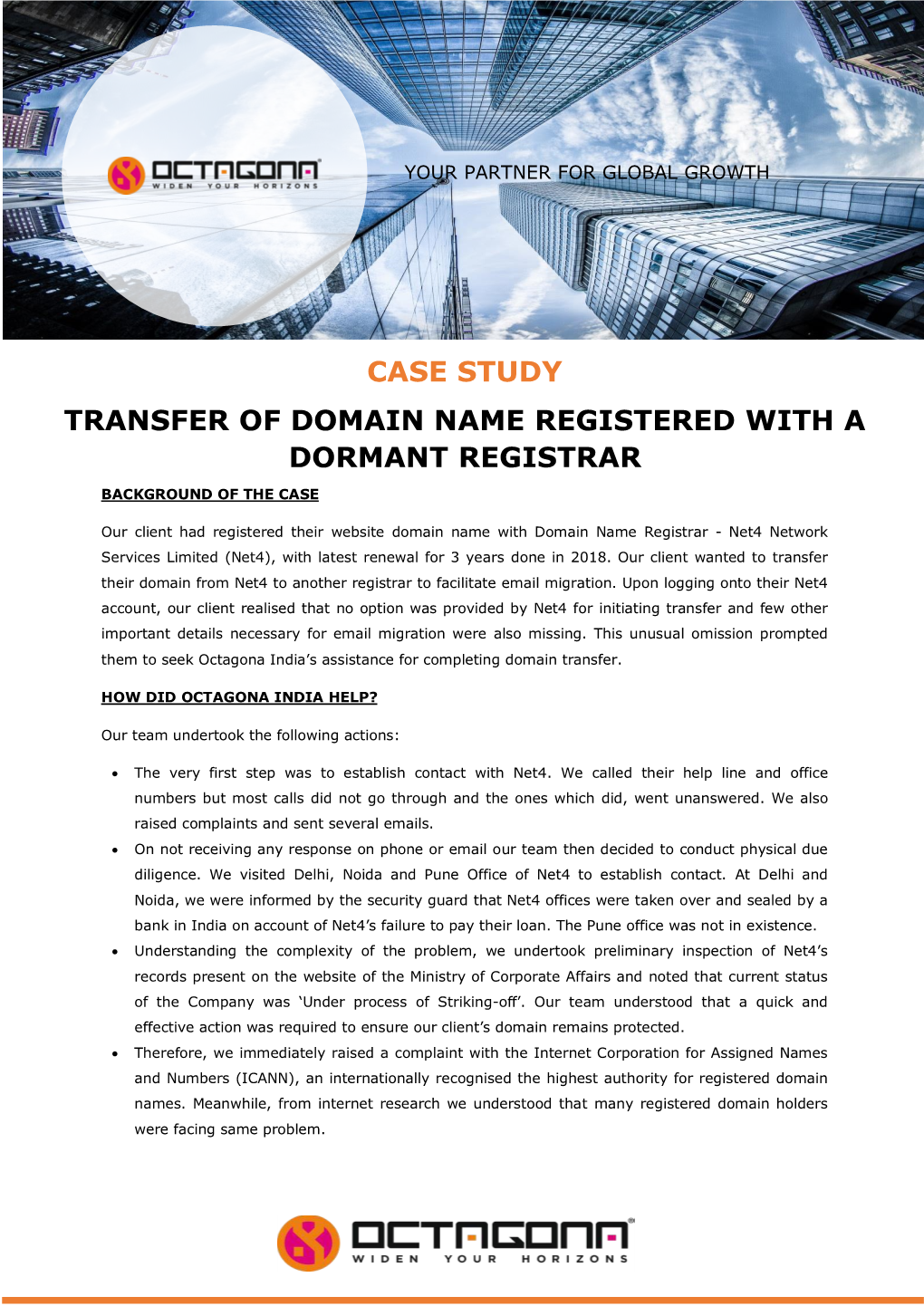 Case Study Transfer of Domain Name Registered