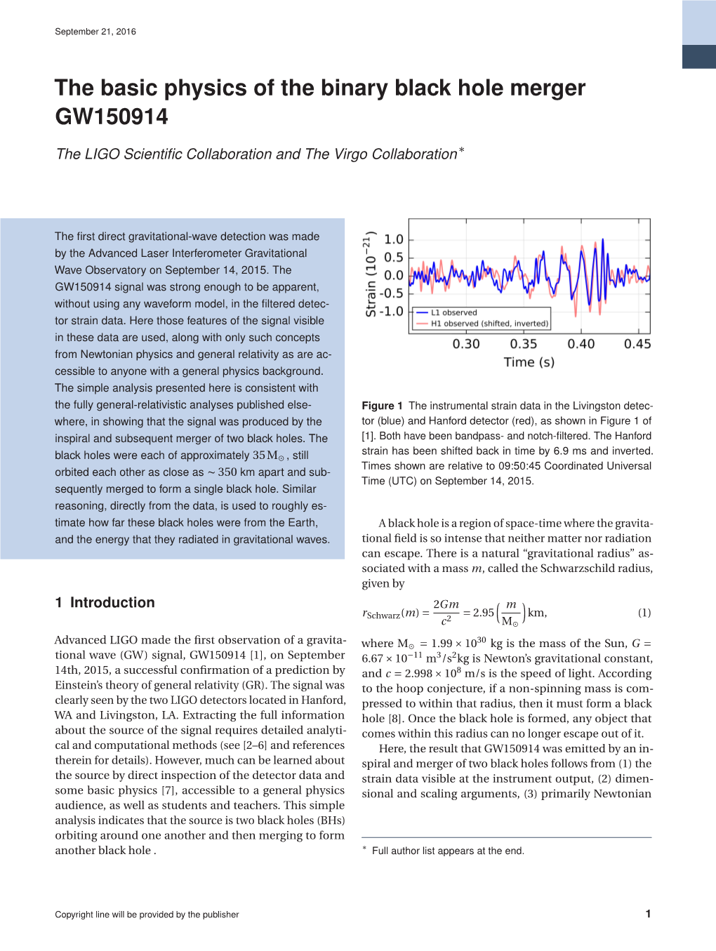 The Basic Physics of the Binary Black Hole Merger GW150914