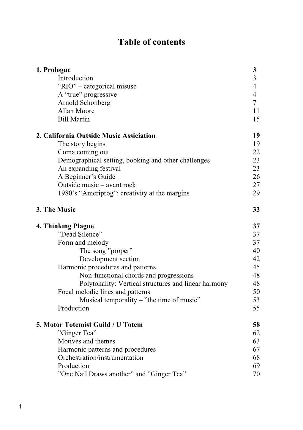 Table of Contents