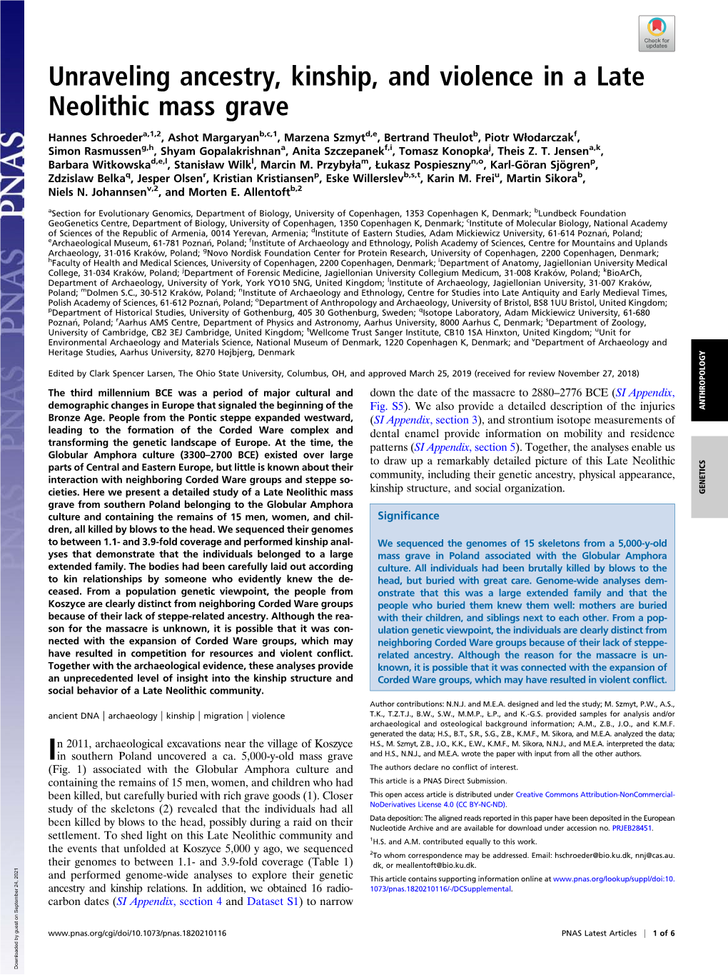 Unraveling Ancestry, Kinship, and Violence in a Late Neolithic Mass Grave