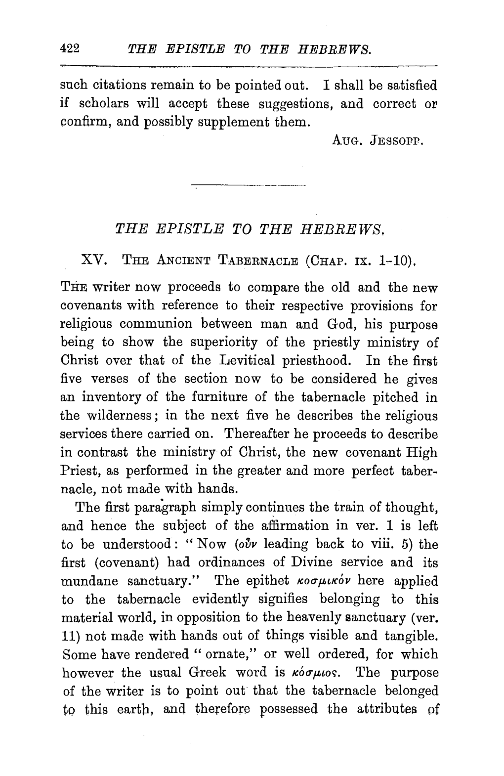 THE EPISTLE to the HEBREWS. Such Citations Remain to Be Pointed Out