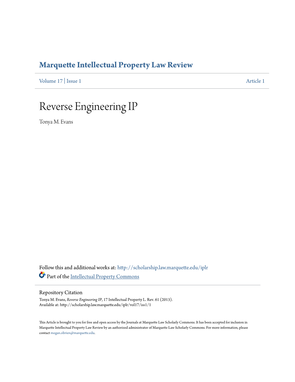 Reverse Engineering IP Tonya M