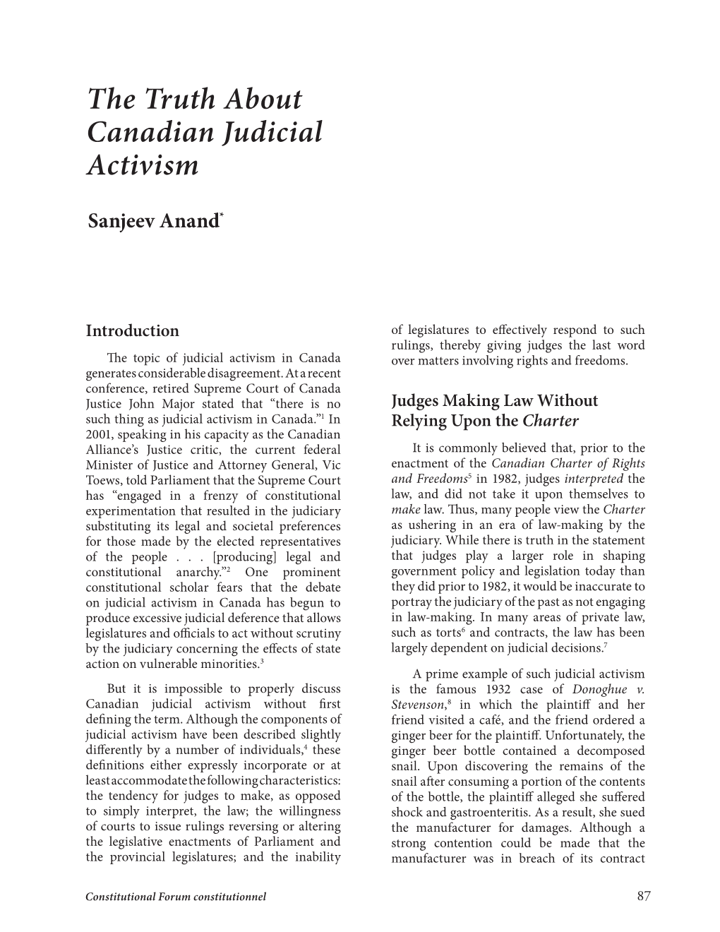 The Truth About Canadian Judicial Activism