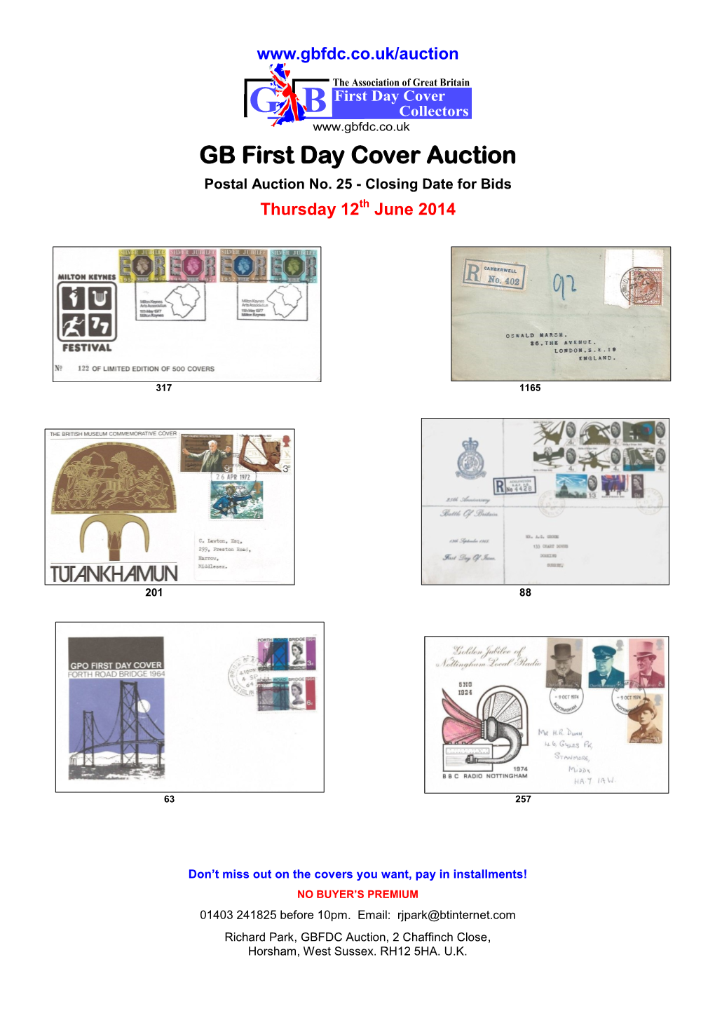 GBFDC Postal Auction 25