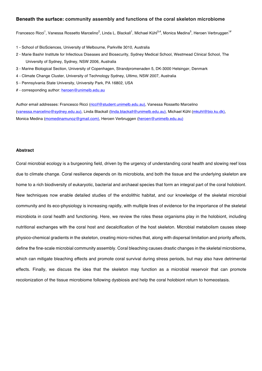 Community Assembly and Functions of the Coral Skeleton Microbiome